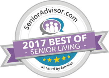 Award badge for recipients of the SeniorAdvisor 2017 Best of Senior Living awards