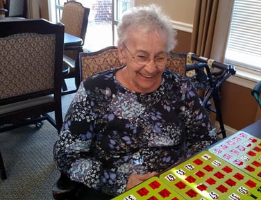 Image of senior woman playing bingo