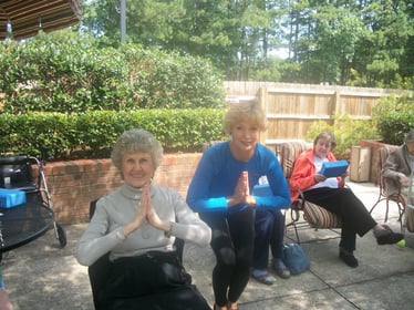 Image of elderly woman doing balance exercises for seniors.