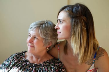 Image of elderly mother and caregiver.