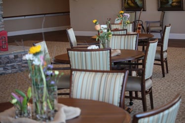 Resident dining hall at Antebellum Senior Living Community in James Burgess, Georgia