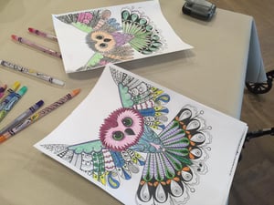 Coloring sheets by residents at a Senior Solutions senior living community
