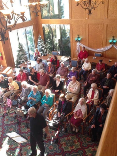 Group of senior living residents during holiday celebrations at their community